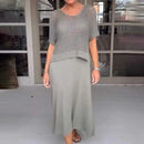 Conjunto Madalena Vestido fluido + Blusa em crochê / Perfeito para Qualquer Momento