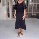 Conjunto Madalena Vestido fluido + Blusa em crochê / Perfeito para Qualquer Momento