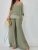 Conjunto Calça e Blusa de Seda Georgina / Perfeito Para todas Ocasiões